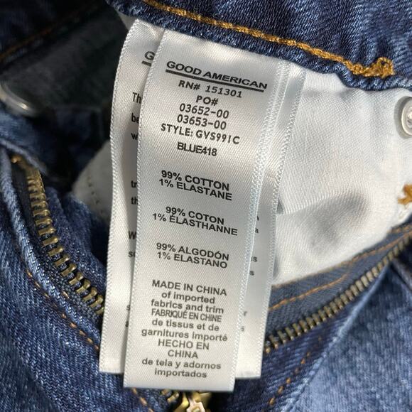 Good American Good Vintage Frayed Denim Cutoffs Jean Shorts Stretch Womens 8 29 - Picture 14 of 16